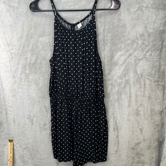 Old Navy Pants - Old Navy Womens M Black Polka Dot Romper Pockets Retro Rockabilly Beach Pinup